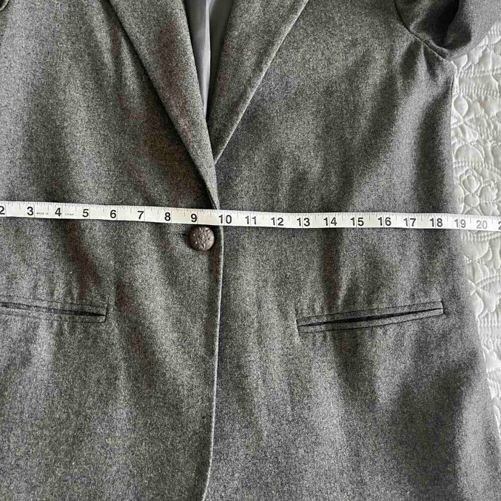 Sag Harbor Jacket Women's size 8P Grey Wool Blend Career Blazer One Button - Picture 7 of 11